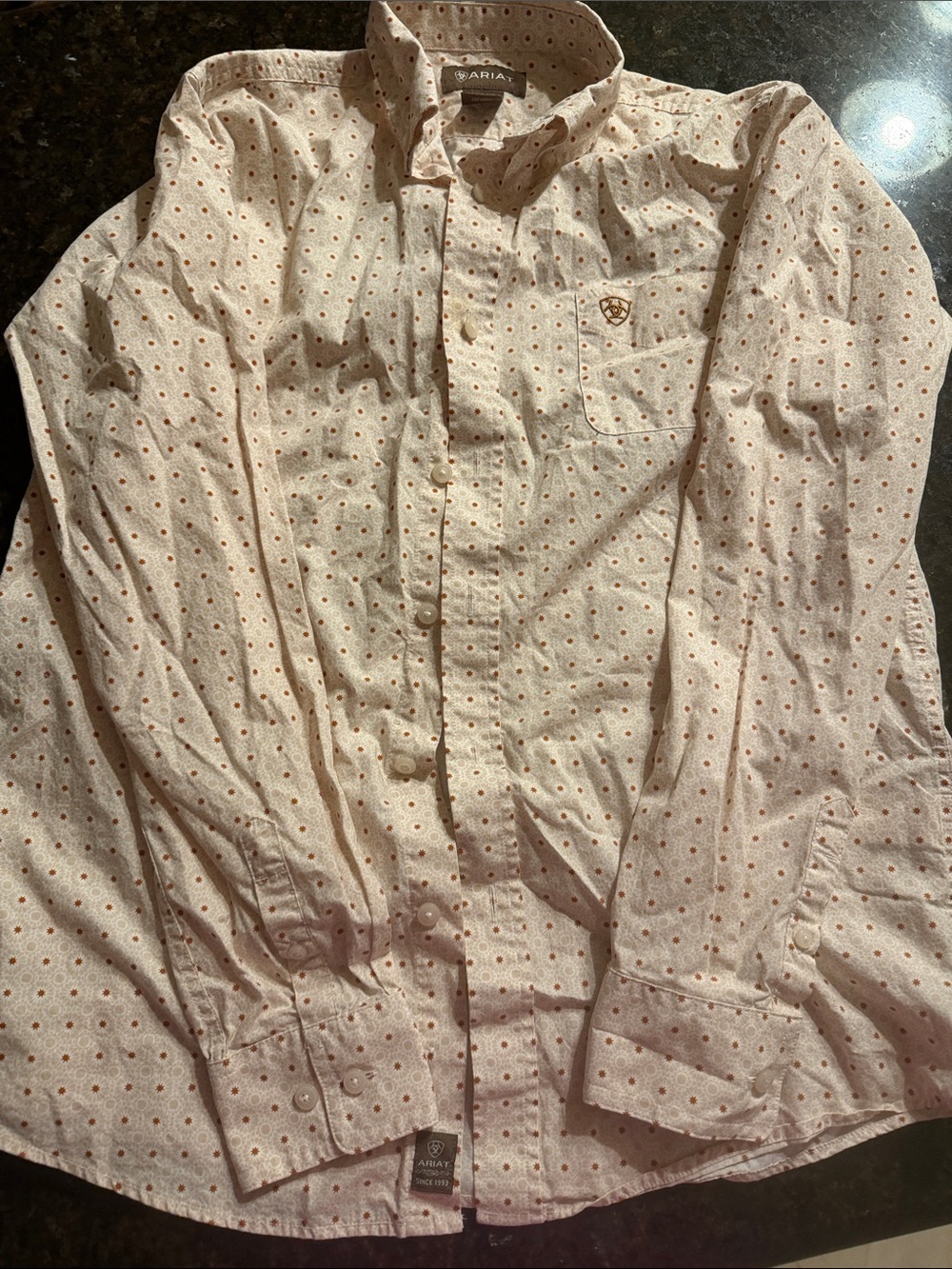 Ariat Light Pink Button-Up with Small Dot Motif